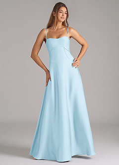 Azazie Valentine Bridesmaid Dresses Sky Blue A-Line Corset Stretch Satin Dress image4