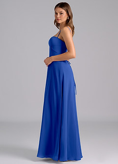 Azazie Valentine Bridesmaid Dresses Royal Blue A-Line Corset Chiffon Dress image4