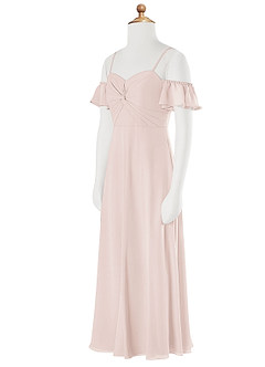 Azazie Juna Junior Robe Trapèze en Mousseline de soie Épaule décolletée Rose Pétale image8