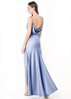 Azazie Alaija Brautjungfernkleider Meerjungfrau-Linie Seitliche Cut-Outs Stretch-Satin Kleid Eis image1