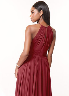 Azazie Cherish Bridesmaid Dresses Pomegranate A-Line Pleated Chiffon Dress image5