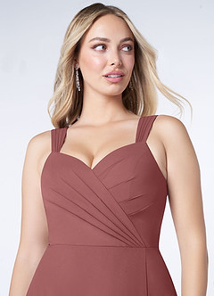 Azazie Nahrin Bridesmaid Dresses Amethyst A-Line V-Neck Pleated Chiffon Dress image5