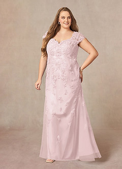 Azazie Marbella Mother of the Bride Dresses Blushing Pink Mermaid Queen Anne Sequins Lace Dress image10