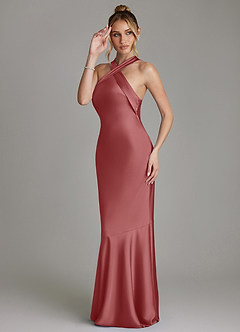 Azazie Reign Bridesmaid Dresses Antique Rose Mermaid Pleated Stretch Satin Dress image5