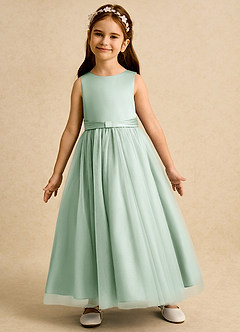 Azazie Lior Flower Girl Dresses Agave Ball-Gown Pleated Tulle Dress image4