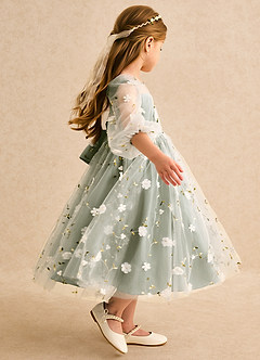 Azazie Elowen Flower Girl Dresses Pistachio A-Line Sweetheart Neckline Lace Dress image6