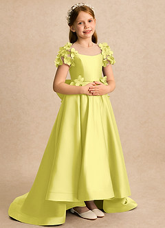 Azazie Charity Flower Girl Klänningar Klänning A-linje i Matt satäng med ärmar image4