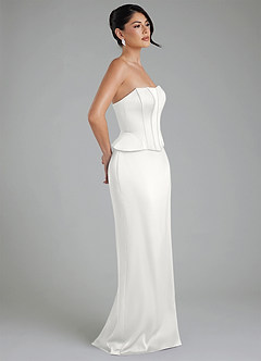 Azazie River Bridesmaid Dresses White Sheath Corset Stretch Satin Convertible Dress image7