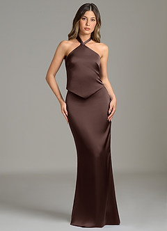 Azazie Francesca Bridesmaid Dresses Ganache Sheath Stretch Satin Dress image1