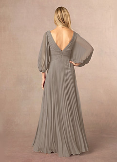 Azazie Zahara Mother of the Bride Dresses Taupe A-Line V-Neck Pleated Chiffon Dress image4