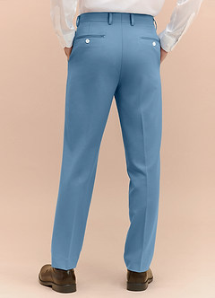 front James Steel Blue Structured Stretch Dress Pants