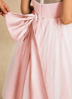 Azazie Addison Blumenmädchenkleider Ballkleid Pailletten Tüll Kleid Zartrosa image6