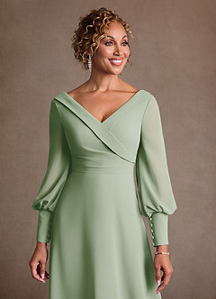 Azazie Paterson Suknie dla Matki Panny Młodej Linia A Pofałdowany Szyfon Długość kostki Sukienka image6