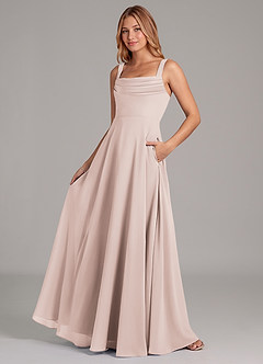 Azazie Shaude Bridesmaid Dresses Rose Petal A-Line Pleated Chiffon Dress image4