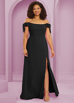 Barbie ♥ Azazie Bridesmaid Dresses Black A-Line Off the Shoulder Chiffon Convertible Dress image7