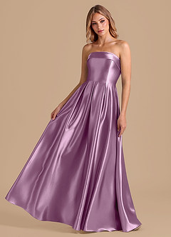 Azazie Lucienne Vestidos de damas de honor Vestido de Glicinia de Satén Metálico de Corte en A con Plisado image1