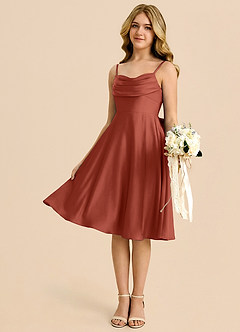 Azazie Bear Terracotta A-Line Sweetheart Neckline Stretch Satin Dress image4