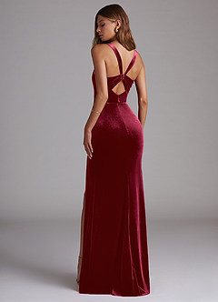 Azazie Mero Bridesmaid Dresses Burgundy Sheath Pleated Velvet Dress image5