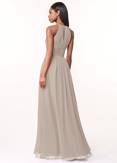 Azazie Bonnie Bridesmaid Dresses Frost A-Line Keyhole Ruched Chiffon Dress image2