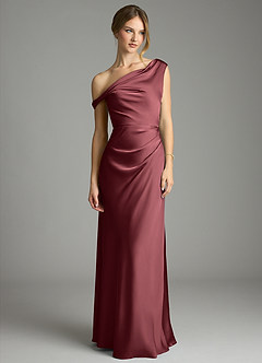 Azazie Emerson Bridesmaid Dresses Merlot Mermaid Off the Shoulder Stretch Satin Dress image4