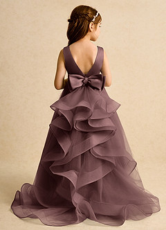 Azazie Lior Flower Girl Dresses Espresso Ball-Gown Pleated Tulle Dress image8