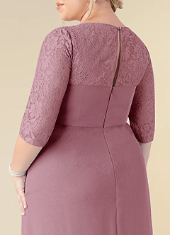 Azazie Leonine Final Sale Vintage Mauve A-Line Scoop lace Chiffon Dress image13