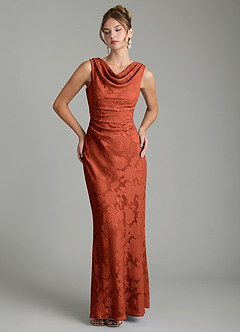 Azazie Kieryn Bridesmaid Dresses Auburn Mermaid Pleated Floral Burnout Dress image1