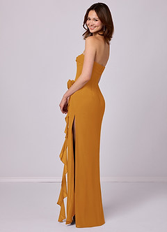 Barbie ♥ Azazie Bridesmaid Dresses Butterscotch Sheath Strapless Chiffon Convertible Dress image4