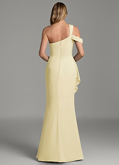 Azazie Ashlynn Jurken voor bruidsmeisjes Jurk van Chiffon met Zeemeermin Off-shoulder Citroensorbet image5