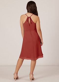 Azazie Doll Junior Terracotta A-Line Bow Chiffon Dress image2