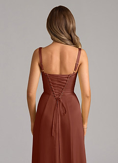 Azazie Amaris Bridesmaid Dresses Auburn A-Line Corset Stretch Satin Dress image6
