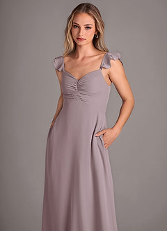 Azazie Kaylyn Brautjungfernkleider A-Linie Gestreift Chiffon Kleid Dämmerung image2