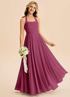 Azazie Kady Junior Mulberry A-Line Sweetheart Neckline Chiffon Dress image3