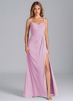 Azazie Micky Jurken voor bruidsmeisjes Jurk van Mesh met A-Lijn Geplooid Snoep Roze image1