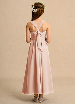 Azazie Tater Junior Formal Jurken voor bloemenmeisjes A-Lijn Jurk van Chiffon Geplooid Engelse Roos image2