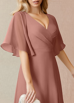 Azazie Cierra Bridesmaid Dresses Cedar Rose A-Line V-Neck Chiffon Dress image7