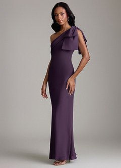 Azazie Yuanna Bridesmaid Dresses Plum Mermaid One Shoulder Chiffon Dress image5