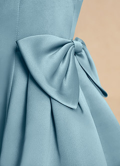Azazie Macaroon vestidos de niña de las flores Vestido de Azul Malhumorado de Satin Mate de Princesa con Lazo image6