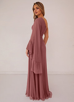 Barbie ♥ Azazie Bridesmaid Dresses Amethyst A-Line Long Sleeve Chiffon Dress image2