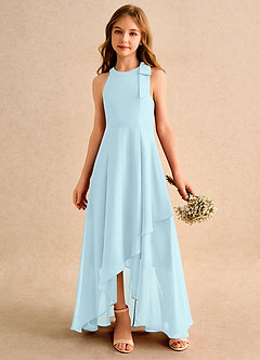 Azazie Boop Girls Formal Flower Girl Dresses Cloud Blue A-Line Bow Chiffon Dress image4