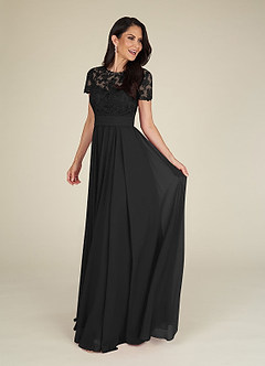 Azazie Annette Mother of the Bride Dresses Black A-Line Lace Chiffon Dress image1