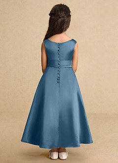 Azazie Lindy Flower Girl Dresses Bermuda A-Line Pleated Matte Satin Dress image7