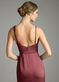 Azazie Samara Robes de demoiselle d'honneur Robe Sirène en Satin extensible Plissée Merlot image6