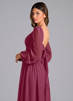 Azazie Zeya Bridesmaid Dresses Mulberry A-Line Long Sleeve Chiffon Dress image6