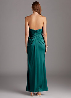 Azazie Lexie Bridesmaid Dresses Peacock Sheath Strapless Stretch Satin Convertible Dress image3
