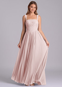 Azazie Mina Jurken voor bruidsmeisjes Jurk van Chiffon met A-Lijn Geplooid Blozend Roze image4