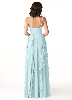 Azazie Peyton Bridesmaid Dresses Sea Glass A-Line Ruched Chiffon Dress image2