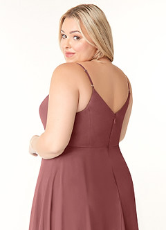 Azazie Clarissa Bridesmaid Dresses Amethyst A-Line V-Neck Chiffon Dress image12