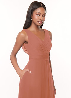 Azazie Karina Bridesmaid Dresses MAI TAI A-Line Pleated Chiffon Dress image5