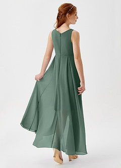 Azazie Lizette Junior Sea Moss A-Line Pleated Chiffon Dress image2